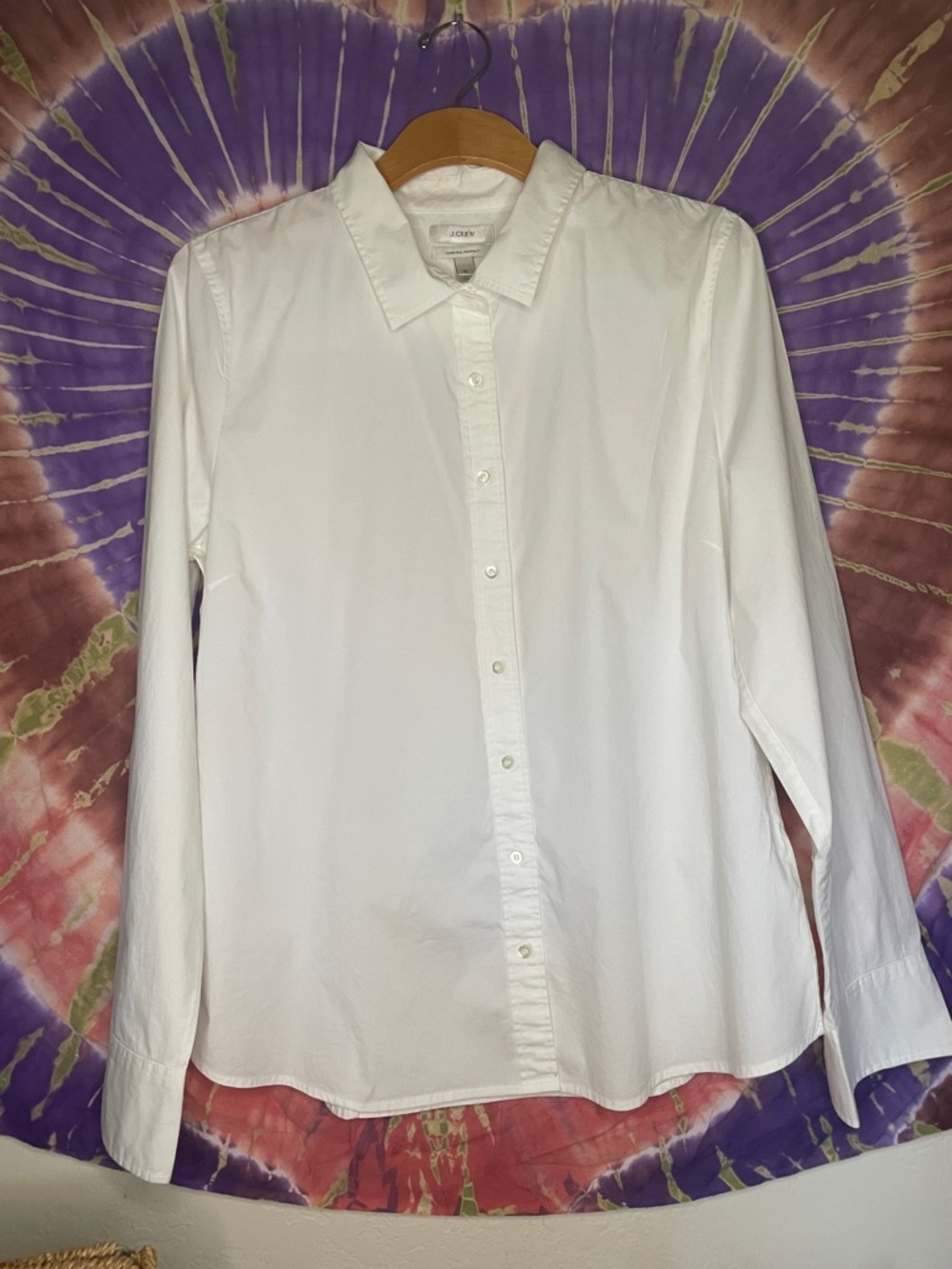 J. Crew White Long-Sleeve Button-Up Cotton Shirt Sz XL